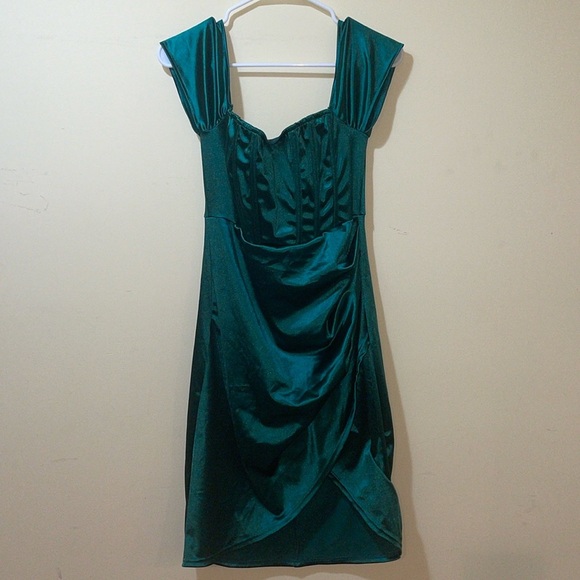 Womens Shein Green Satin Corset Dress - Picture 1 of 6